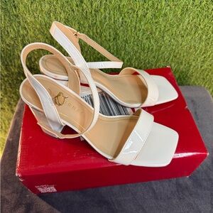 Journee White Patent Leather Heels, 8.5 wide
